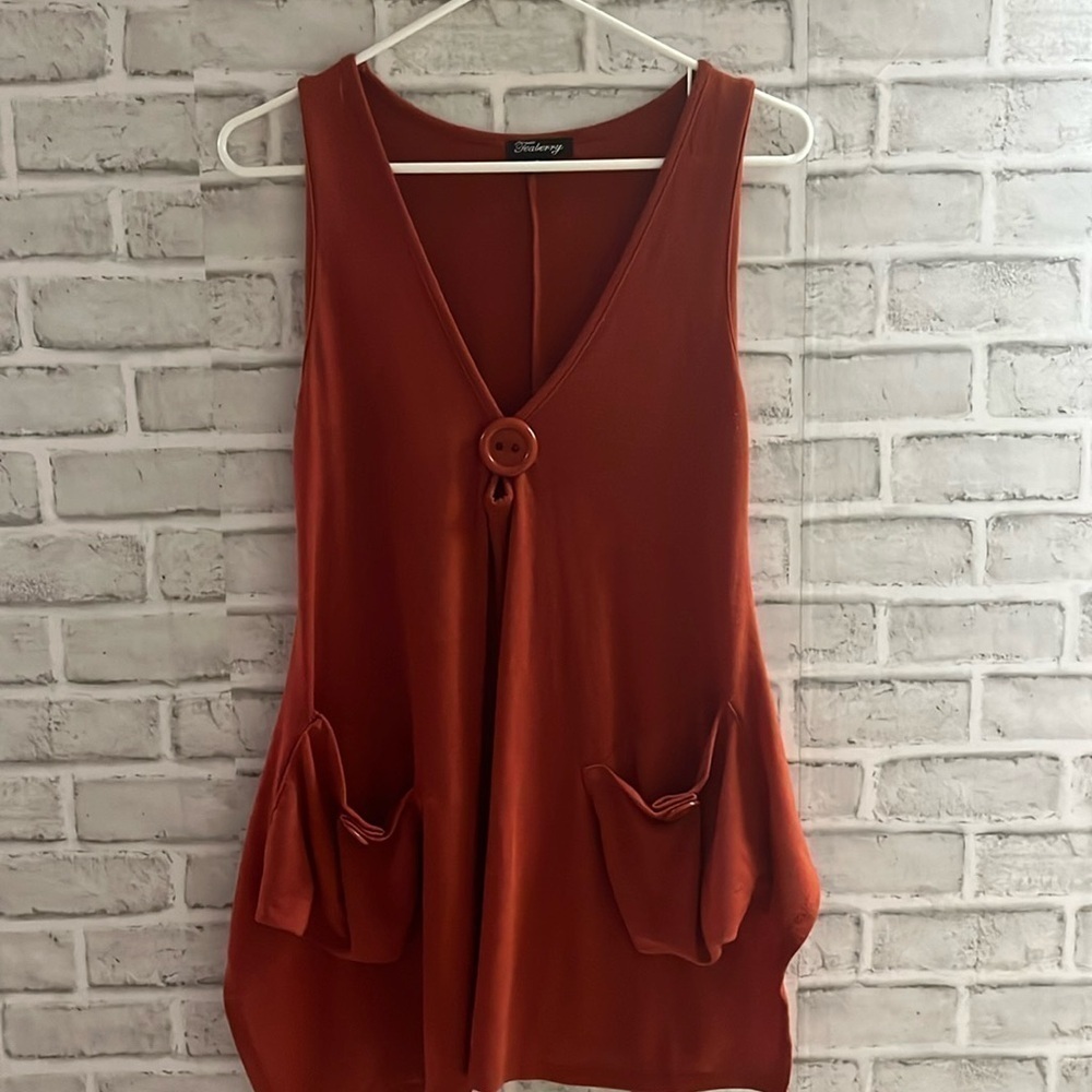 Teaberry short dress/long top- women’s size 8- copper orange with pockets